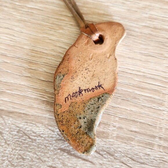 Aboriginal Spirit Pottery Mook Mook Handmade Clay Pendant Leather Strap Necklace - Picture 7 of 9